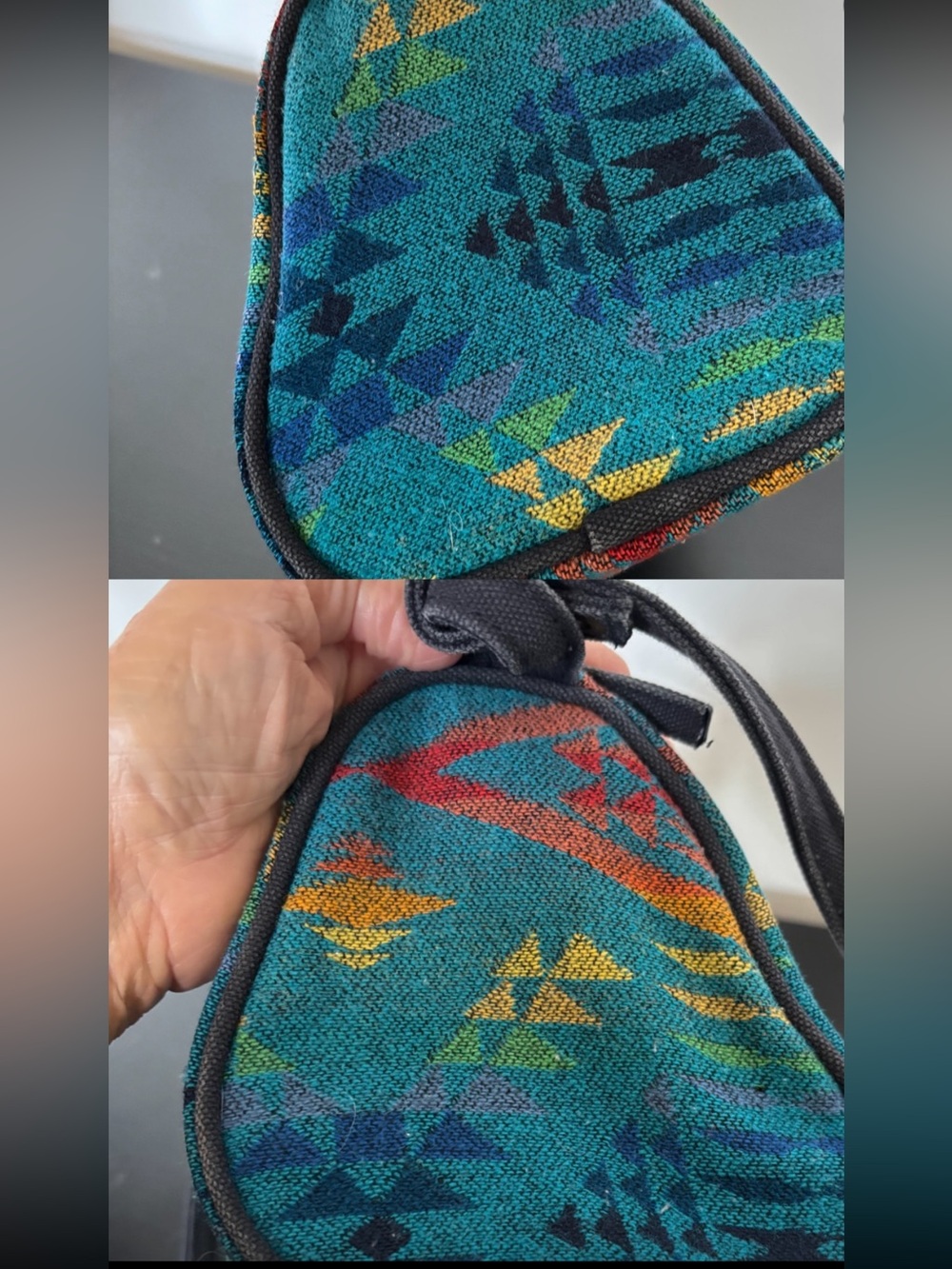 Vintage Pendleton Wool Western Diamond Desert Navajo Native American Travel Bag - Picture 10 of 16
